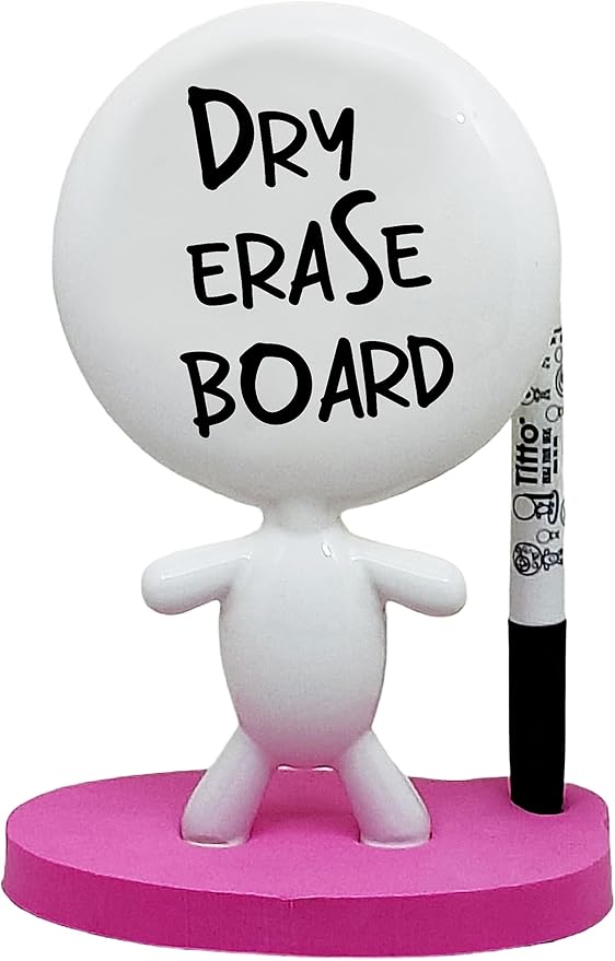 Dry Erase Board - TITTO Original, Draw Your Ideas - Spring Break Gifts - Ceramic Doll - Easter Deco Gifts - for Any Desk - Pink Work Home Office (Pink)