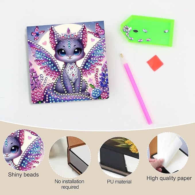 Diamonds Painting Kit Note Box,Memo Paper Storage Box Diamond Art,Sticky Note Holder Diamond Art,Diamond Painting Memo Pad For Office Desk. (Cat2)