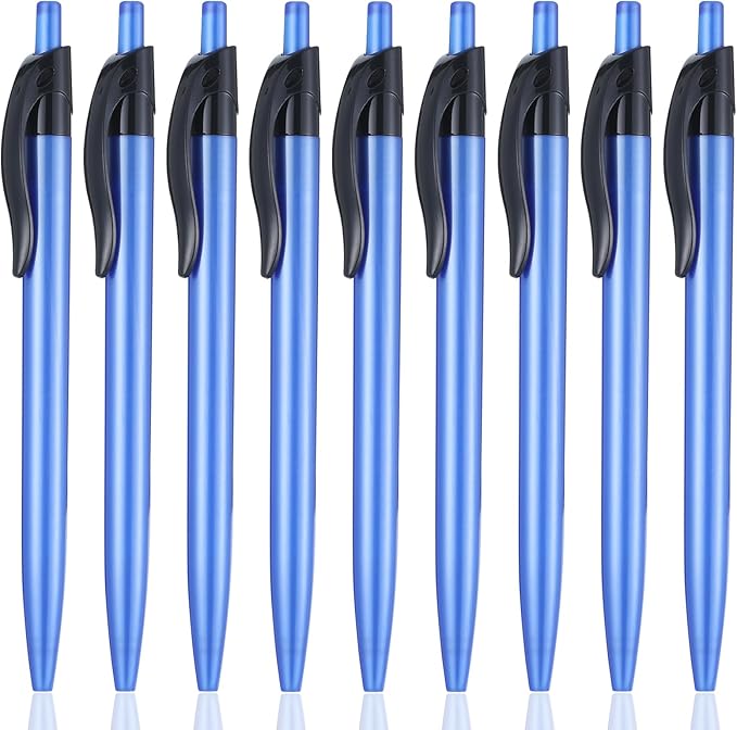 Retractable Blue Ballpoint Pen for Smooth Writing 1.0mm Medium Pack of 100 Blue Ink Pen, Click Blue Pens Bulk with Comfort grip, Idea for Journaling, Planner, Note Taking Office School Supplies