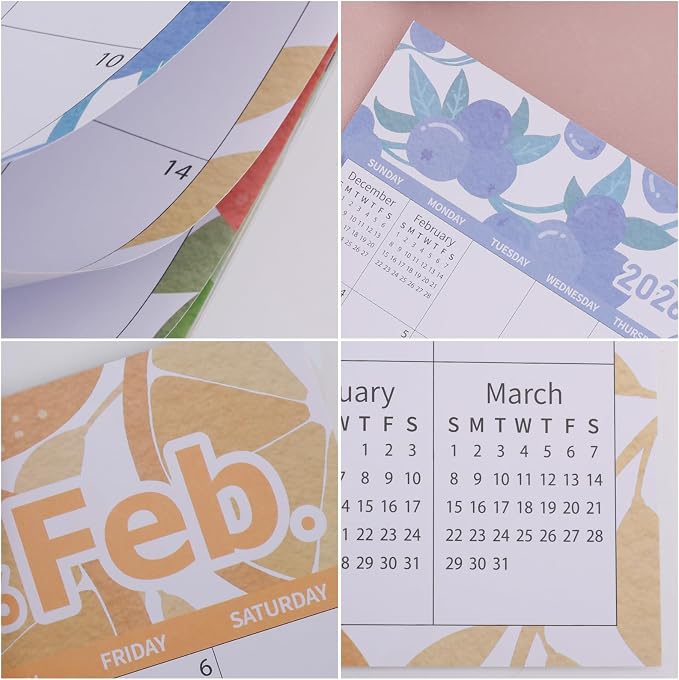 2026 Magnetic Calendar for Refrigerator, 36.6x29cm/14.41x11.42in Large Tear-Off Monthly wall Calendar with Strong Magnet Backing Jan 2026 to Dec Perfect Fridge Organizer Planner (Fruit Theme)