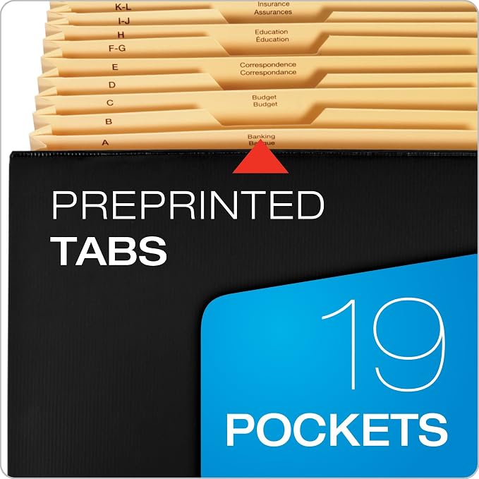 Pendaflex Portafile Expanding Organizer, 15 1/8" x 10 5/8", Black (01156) (Pack of 6)