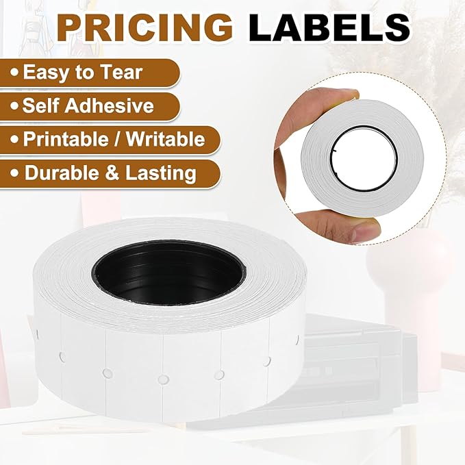 PATIKIL Pricing Labels, 10 Rolls 8000 Price Price Gun Labels Self-Adhesive Rectangular Puzzle Shape Marker Tag Stickers for Date Gun, White