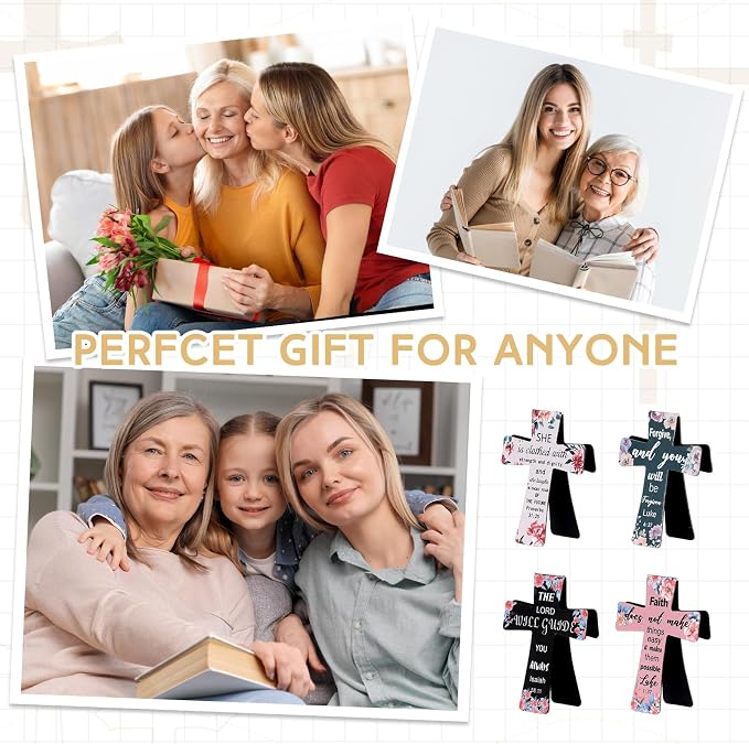 Resurhang 24 Pcs Magnetic Bookmarks Christian Cross Magnetic Page Markers Religious Bible Verses Bookmarks for Mother's Day Women Student Church Study Group Graduation Coworker Team (Flower)