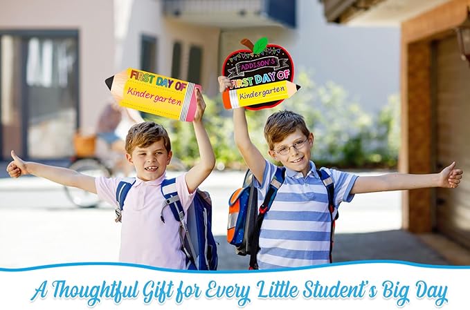 First Day of School Board Sign - Double Sided Pencil First and Last Day of Preschool Kindergarten Chalkboard Sign Reusable & Erasable Back to School Supplies Photo Prop Gift for Kids