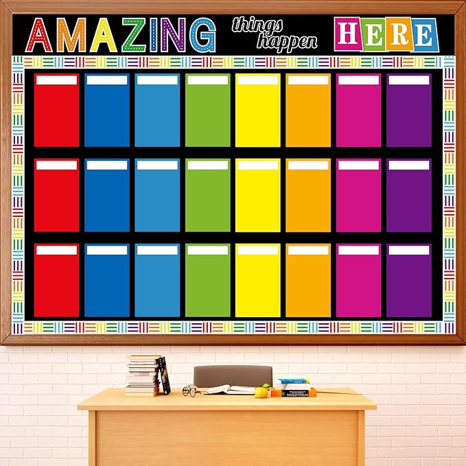 Student Work Display Bulletin Board Decoration Set Colorful Wow Works Display Cutouts Amazing Thing Happen Here Classroom Decor for Teacher Student Back to School Motivational Chalkboard Wall Supplies