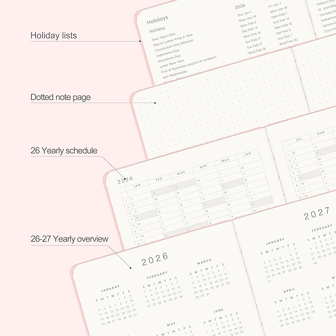 And Per Se 2026 Planner, 15 Months Hardcover Daily, Weekly & Monthly Planner, A5 size, 100GSM Thick Paper, Back Pocket, 5.7" x 8"(Bowknot Pattern)