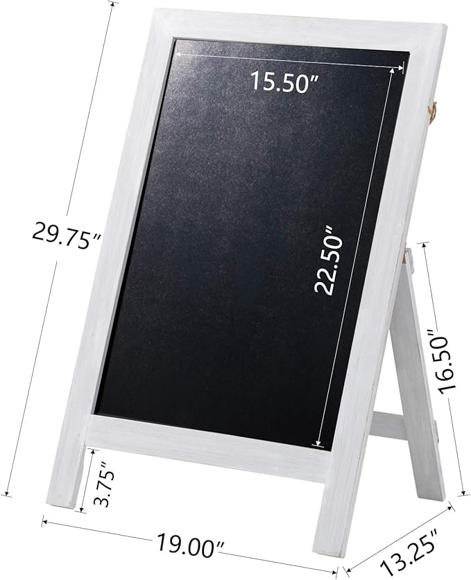 Glitzhome A-Frame Chalkboard Sign 30"x20" Wooden Sandwich Board Easel Sign Outdoor Standing Wall Chalkboard for Restaurants, Cafes, Weddings(White)