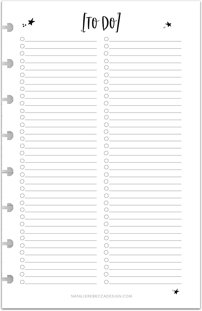BetterNote To Do List Refill Pages for Disc Notebooks, Fits Levenger Circa, Happy Planner, Staples Arc, TUL, Talia (8-Disc, 5.5"x8.5", Whimsy- 25 Sheets)