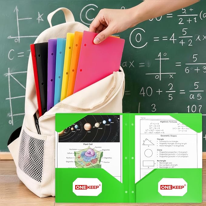 8 Pack Plastic Folders with Pockets 3 Hole Punched, Assorted Colors – Durable 2-Pocket Plastic folders for 3 Ring Binder Folder, Letter Size Folders for Office, High School & Back to School