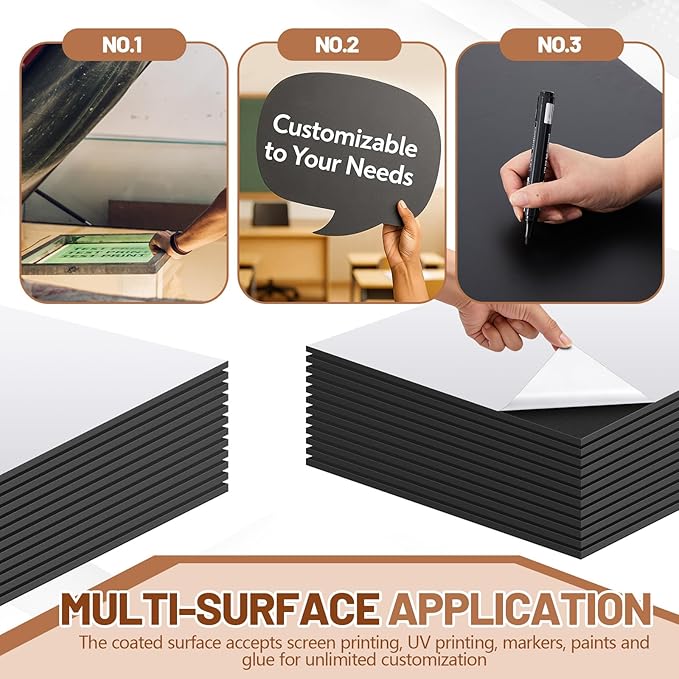 Pushglossy 25 Sheets 24 x 36 x 3/16" Self Adhesive Foam Board Black Self-Adhesive Tack Foam Boards Large Free Mounting Poster for Crafts Presentation Vision Board Signboard and Party Decorations