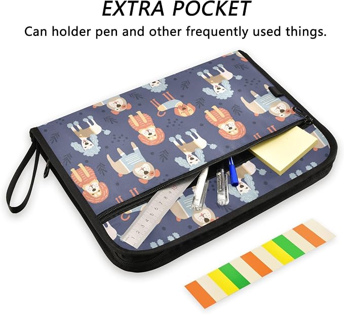 13 Pockets Expanding File Folder Poodle Dog Dogs Children with Sticky Labels Accordion File Folder Document Organizer Letter Size A4 Papers Expandable File Keeper