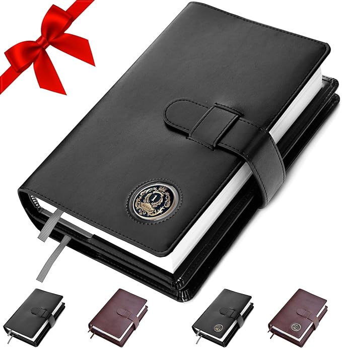 GALILEO® Double AA Big Book Cover & 12 Steps & 12 Traditions | Medallion Holder | AA Gift | Alcoholics Anonymous | PU Leather | AA Book Covers for Hardcover (Plain/Coin Pocket/Black)