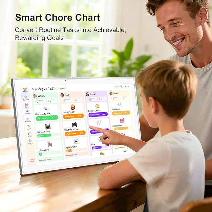 JSUSOU 21.5 Inch Smart Digital Calendar with FREE APP for Fridge & Wall Touch Screen, Magnetic Refrigerator Mount, Electronic Planner for Office Desk, Mothers Day Gifts for Wife, White