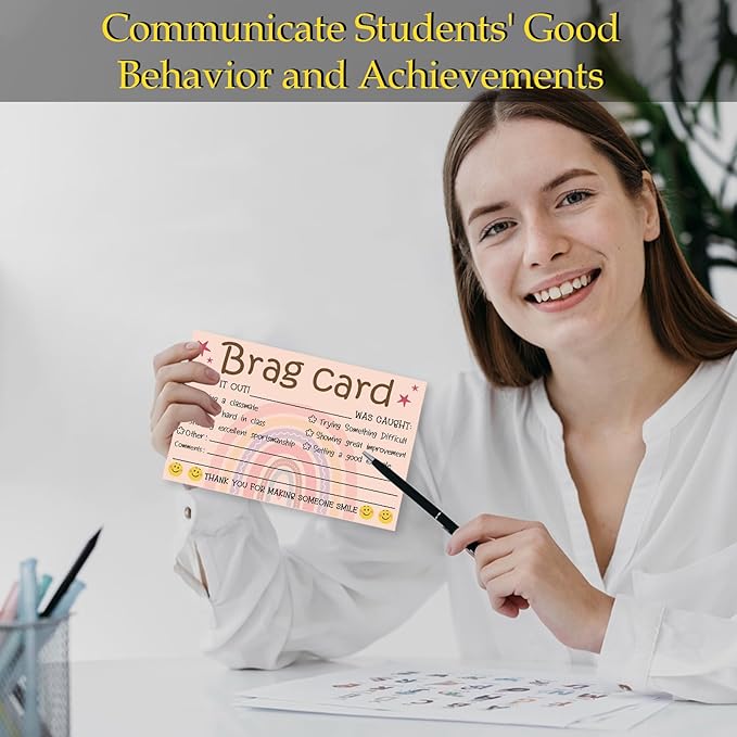 Boho Teacher Mail Brag Cards - 50 Postcards for Positive Notes Home to Parents, Classroom Incentive Cards for Elementary School Teacher Supplies