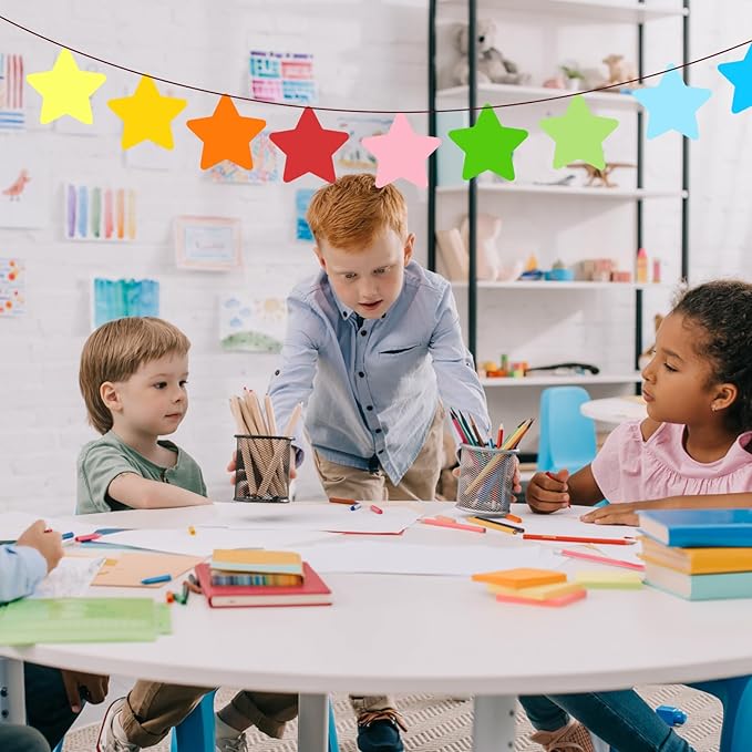72 Pieces Color Star Cutouts for Bulletin Board, 6 Inches Large Paper Star Stickers Confetti Star Cut Outs for Bulletin Board Classroom Wall Party Decoration Supply (9 Colors)
