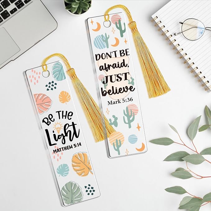 AFRITEE UV DTF Bookmark Wraps - 24 Sheets Bible Verse Acrylic Bookmark Blanks UV DTF Stickers for Book Love, Christian Motivational Quotes Double Sided Uvdtf Decals DIY Bookmark Craft Gift for Girl