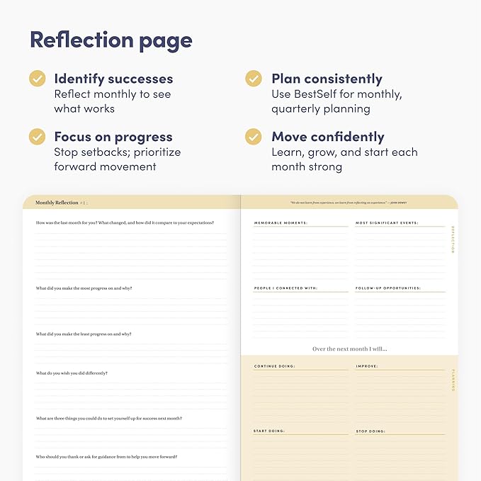 BestSelf Self Planner – 6-Month Undated Life Planner for Goal Setting, Time Management & Productivity – 7"x10" Mist Notebook