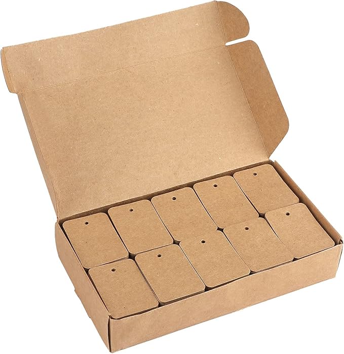 jijAcraft 1000Pcs Price Tags, Brown Clothing Tags for Retail, Small Kraft Paper Labels for Labeling Price, Size, Number, Writable Blank Tag for Business Supplies Selling Jewlry, Clothes (1.9" X 1.4")