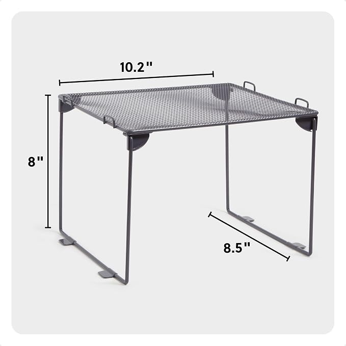 U Brands Mesh Locker Organizer Shelf, 11" x 10" x 8", Dusty Black, Back to School Essentials, Stackable, Fits Standard Size School Lockers
