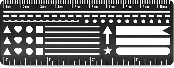 Stainless Steel Pocket Journaling Card – Bullet Point Stencils, Planner Stencils, Calendar Stencil & Habit Tracker – Unique Shapes Journal Ruler & Bookmark for A5 Planners & Journaling Supplies