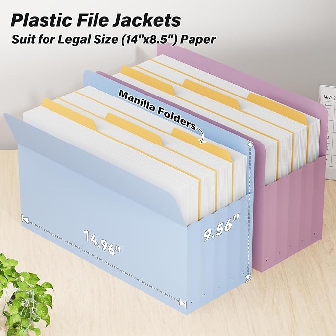 Ansook Legal Size Expanding File Folders,6 Pack Large Capacity 5.25" Expandable File Folders,Accordion File Organizer for Desk Cabinet,with Straight-Cut Tab,Office School Supplies