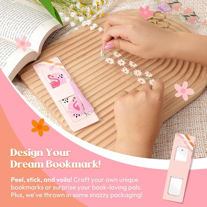 Kaciola 24PCS Acrylic Bookmark Blanks with 24PCS Booklover Theme UV DTF Stickers and 4 Colors Tassels,Blank Bookmarks UV DTF Transfers Stickers for DIY Crafts Hanging Tag Gift Bookmarks DIY
