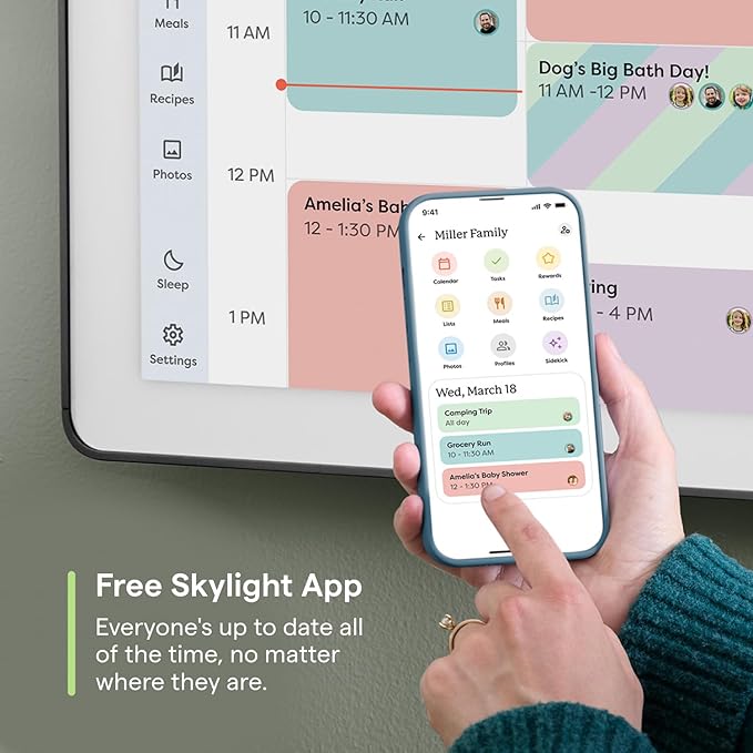 Skylight Calendar Max: 27-Inch Smart Digital Calendar & Chore Chart, Family Organizer with Interactive Touchscreen Display – Wall Mountable in Portrait or Landscape, Classic Black Frame