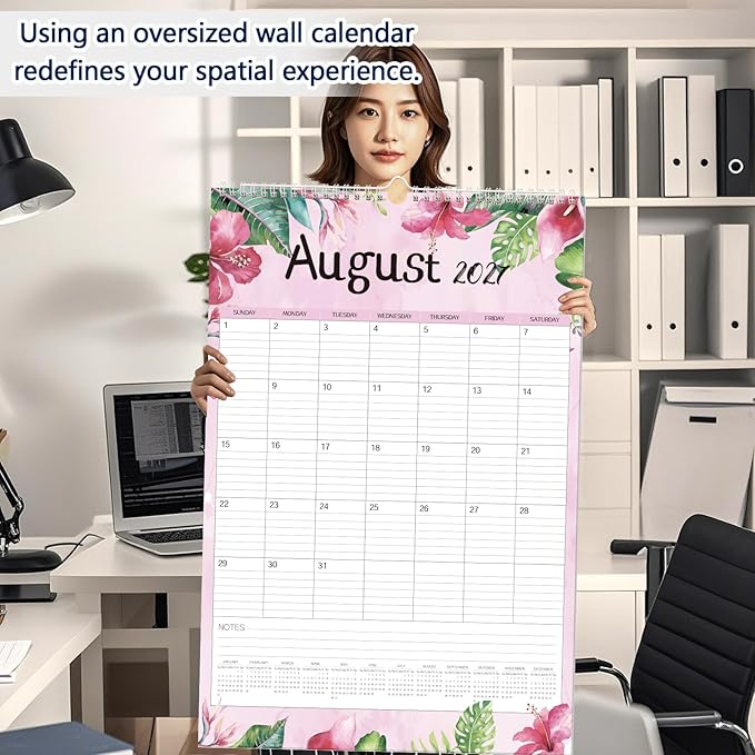 GuassLee Extra Large Wall Calendar 2026,36"x 24" Vertical Jumbo Hanging Wall Planner, 19-Month Aesthetic Large Calendar Jun. 2026 to Dec. 2027 with Thick Paper Watercolor Design for Easy Organizing