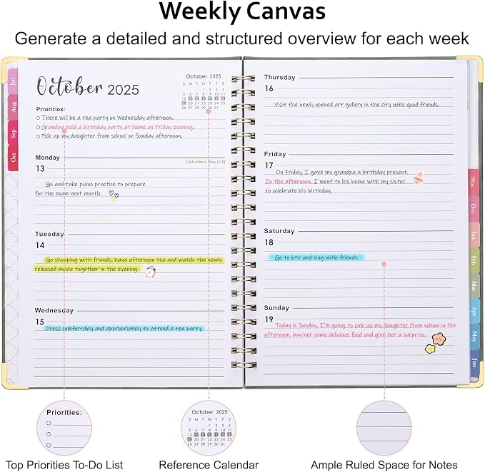 Fetinar 8.5" x 11" Academic Planner 2025-2026: July 2025 - June 2026 |Monthly Weekly Daily Hardcover | Teacher Student School Office Organizer with Tabs & Storage (Pink)