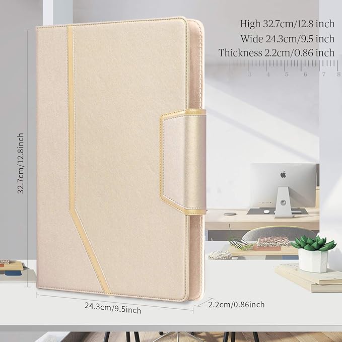Toplive Padfolio Portfolio Case, Executive Business Padfolio with Document Sleeve, Letter/A4 Size Clipboard, Business Card Holders, Portfolio for Women & Men, Matte Gold