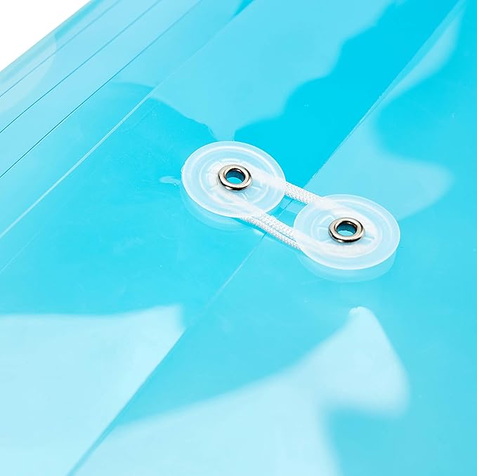 FANWU Plastic Legal Size Envelopes with String Tie Closure, 1-1/4" Expansion, Side Load, Clear File Folders Poly Project Paper Documents Organizer for Office School Home (Assorted Colors -12 P)