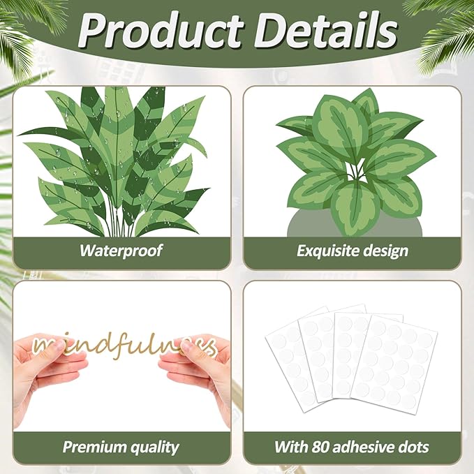 Summer Plant Classroom Bulletin Board Decorations Greenery Motivational Bulletin Board Set Plant Positive Growth Mindset Paper Cutouts for Back to School Nursery Elementary Home Wall Decor