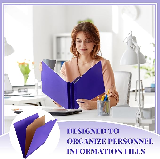 Skyygemm 12 Pcs Classification Folders Letter Size, 1 Divider Pressboard File Folder with Fasteners, Expanding File Organizer Bulk for School Teachers, Office Employee, Coworker, Staff (Purple)