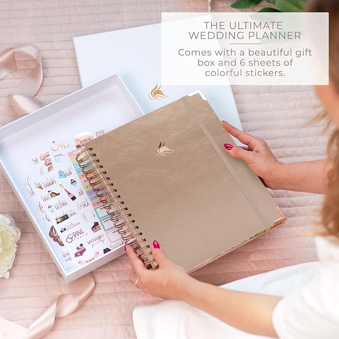 Clever Fox Wedding Planner – Notebook Organizer for Bride – Wedding Planning Binder Book with Pockets – Engagements Gift, 10x11″ (Bronze)