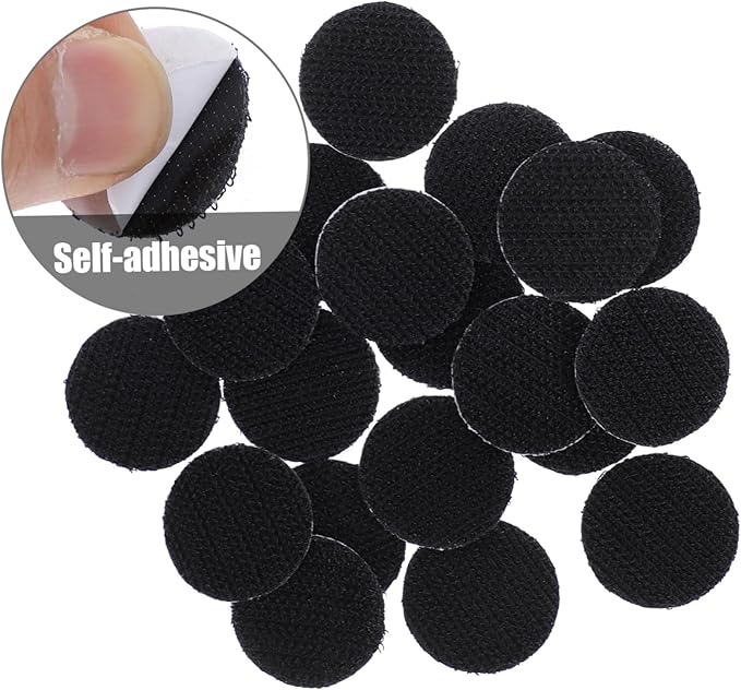 Amosfun 20pcs Self-Adhesive Hook and Tape Round Heavy Duty Fasteners for Wall Decor Projects Home Office and Outdoor Use Strong Adhesion Reusable Easy Peel and Stick