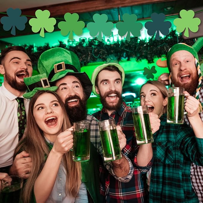 MixTeach 360 Pcs St. Patrick's Day Shamrocks Cutouts 4 Inch Paper Clover Cut-Outs Assorted Green Clover Shape Die Cuts for Irish St. Patrick's Day Party Kids School Craft Project Bulletin Board Decor