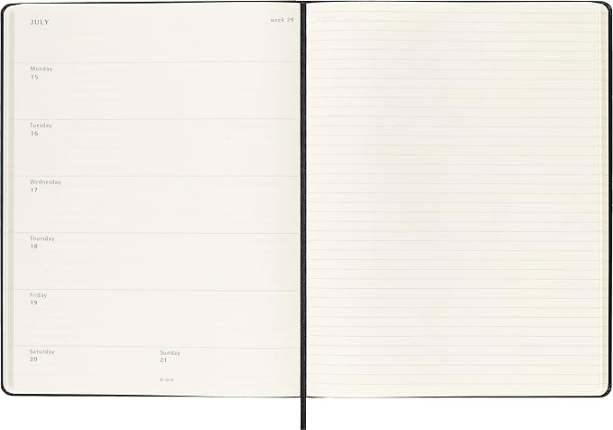 Moleskine Classic 12 Month 2024 Weekly Planner, Hard Cover, XL (7.5" x 9.75"), Black