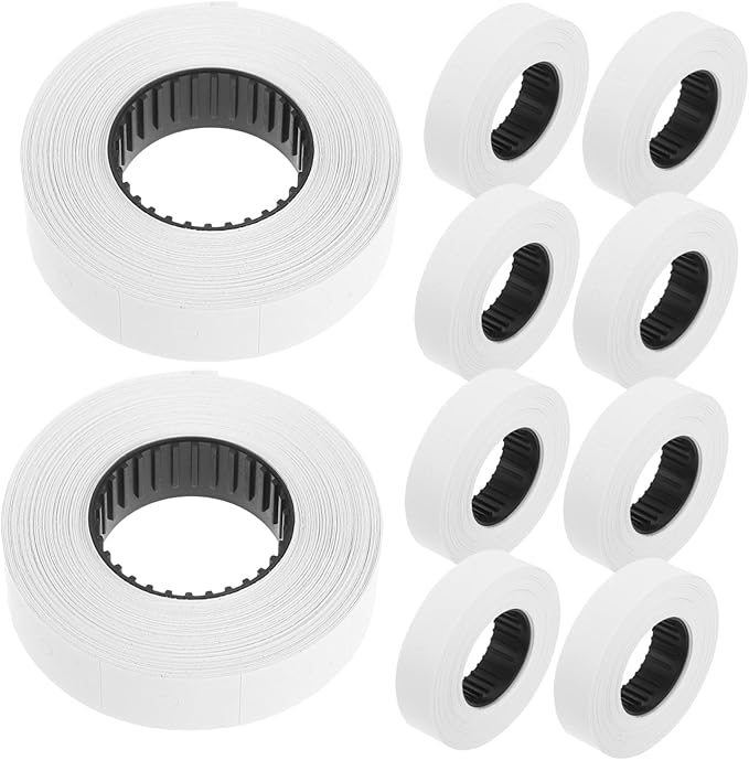 VILLCASE 10rolls Price Label Paper Roll White Price Tag Labels Pricemarker Labeler Parts Labeller Paper Roll Refill