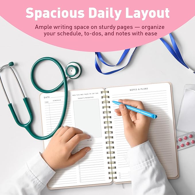 Sweetzer & Orange Daily Planner Notebook – Undated Two-Page Daily Layout with Hourly Schedule, To-Do List, Priorities, and Notes – 6.5" x 9.5" Spiral Bound Productivity Organizer – 160 Pages