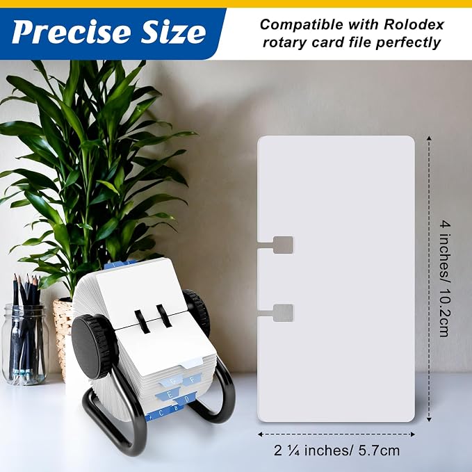 300 Pcs Business Cards Refill Kit, Compatible with Rolodex Card File Holds, Unruled, 2-1/4" x 4", with Gradient Blue Index Tabs (Large), White Rotary File Card Replacement Set