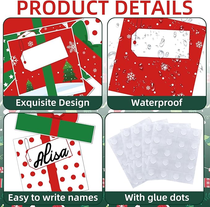 30 Pack Christmas Bulletin Board Decoration Set Gift Boxes Cutouts for Classroom Decorations Name Labels Paper Cutouts for School Home Holiday Chalkboard Wall Door Supplies