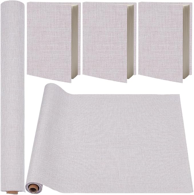 CRASPIRE 51 x 11.8 Inch Book Binding Cloth Book Cover Fabric with Paper Back Old Lace Linen Woven Polyester Bookcover for Books Album Scrapbooking Archival DIY Covering Bookbinding Protector