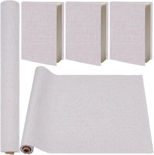 CRASPIRE 51 x 11.8 Inch Book Binding Cloth Book Cover Fabric with Paper Back Old Lace Linen Woven Polyester Bookcover for Books Album Scrapbooking Archival DIY Covering Bookbinding Protector