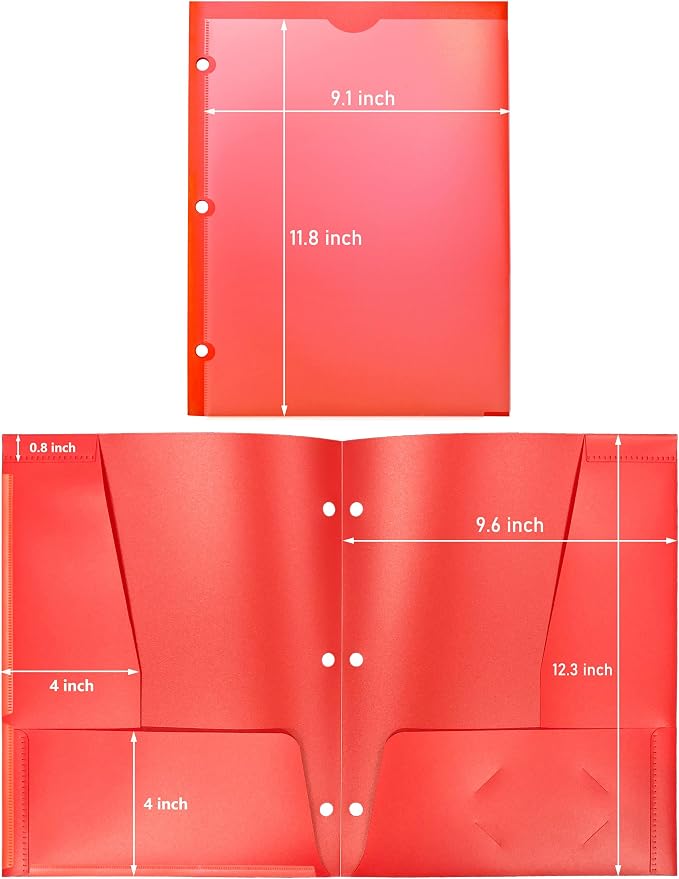 Heavy Duty 4 Pocket Folders 4-Pack, Plastic Folders with Clear Front Pocket, 2 Horizontal Pockets and 2 Vertical Pockets for Letter Size Paper, Assorted Colors, School Office Supplies
