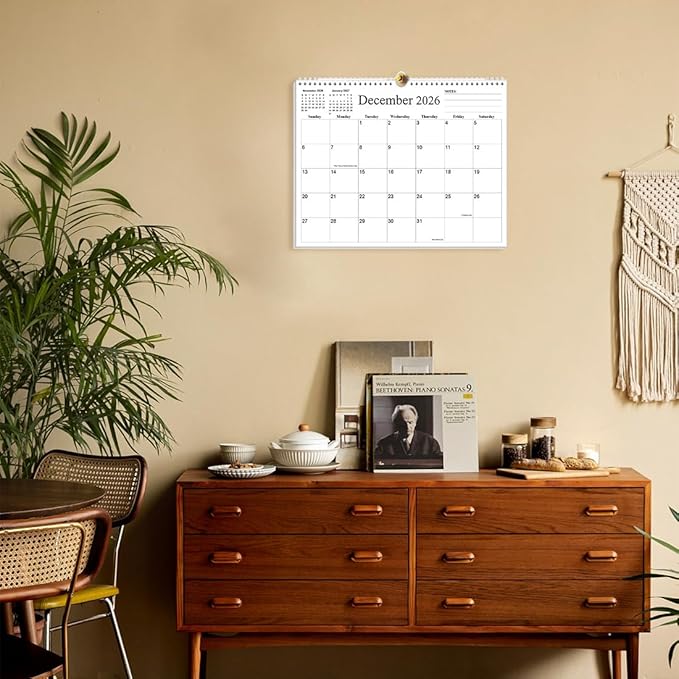 2026-2027 Calendar - 19 Months Calendar 2026-2027 from June 2026 to December 2027, Wall Calendars with Thick Paper for Home/Office/School, 8.5" x 11", Black