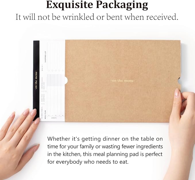 Meal Planning Magnetic Notepad with Tear-Off Shopping List - Weekly Meal Planner and Grocery List Magnet Pad - Family Dinner Menu for Fridge & Meal Prep - 7x10” - 52 Sheets Food Organizer Journal