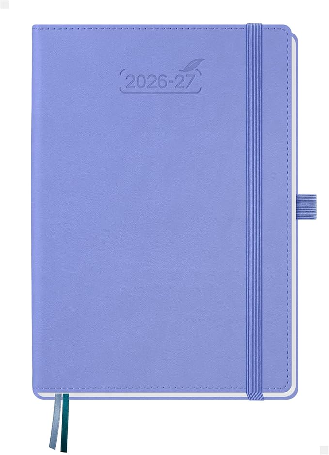 BEZEND Weekly Planner 2026-2027 (6" x 8.5") with Hourly Timeslots (Jul 26-Dec 27) 18 Months Academic Calendar & Monthly Tabs, Ideal for Students, Work & Home, PU Leather Hardcover -Cornflower