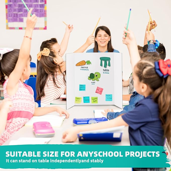 Trifold Poster Board 24"x16", 10 Pack Small Corrugated Boards for School Projects, Science Fairs, Office Presentations