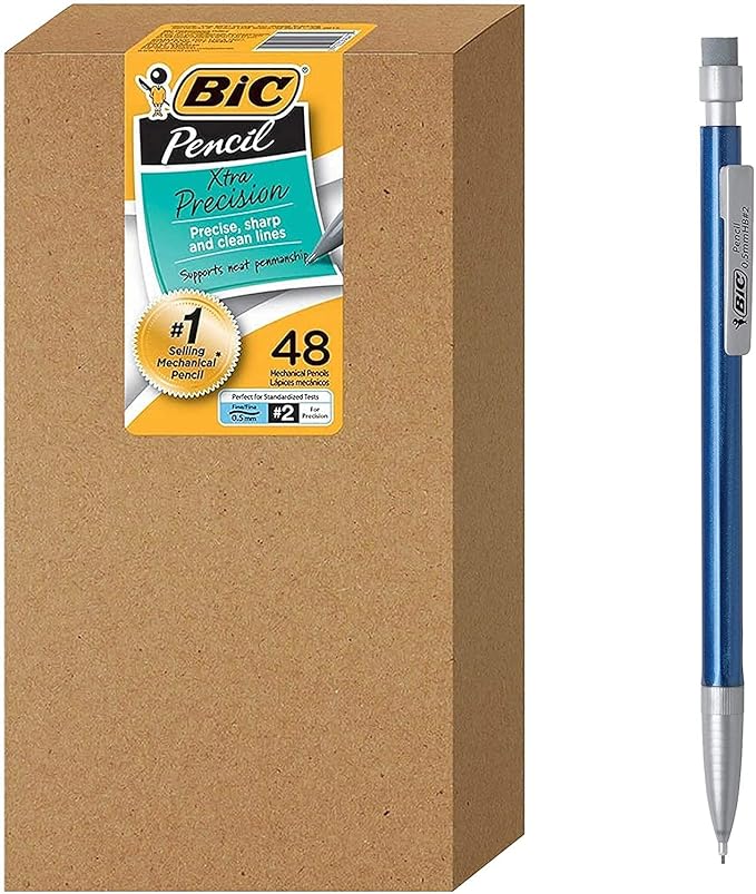 BIC Xtra-Precision Mechanical Pencil, Metallic Barrel, Fine Point (0.5mm), 48-Count