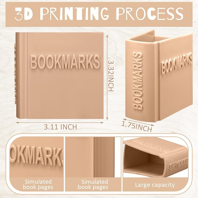 Honeydak 3D Printed Book Shaped Bookmark Holder Book Lover Gift Bookish Accessory Office Desk Supplies Funny Bookmark Accessories End of Year Gift for Teacher (Terracotta)